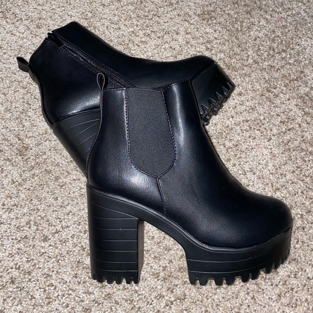 Heeled chunky platform ankle booties